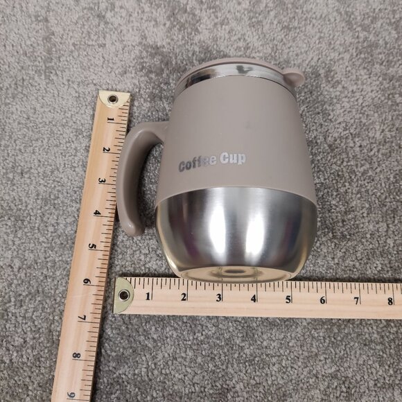 NEW Stainless Steel Coffee Cup With Lid In Beige Color Drink On The Go Travel - Picture 4 of 7